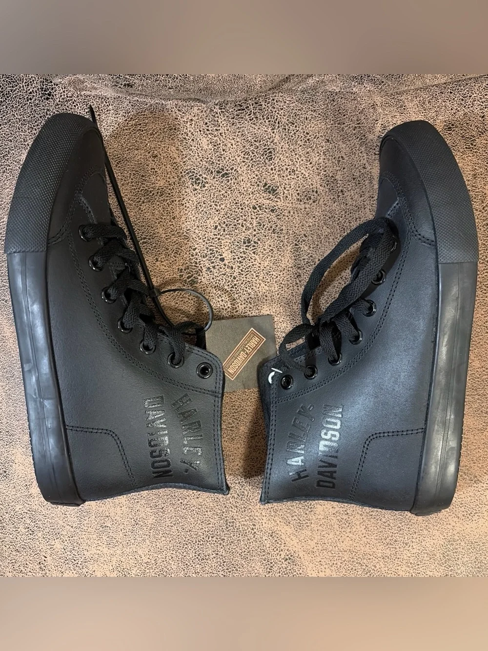 Harley-Davidson Men's Nathan High-Top Black or White Leather Sneakers Size 8